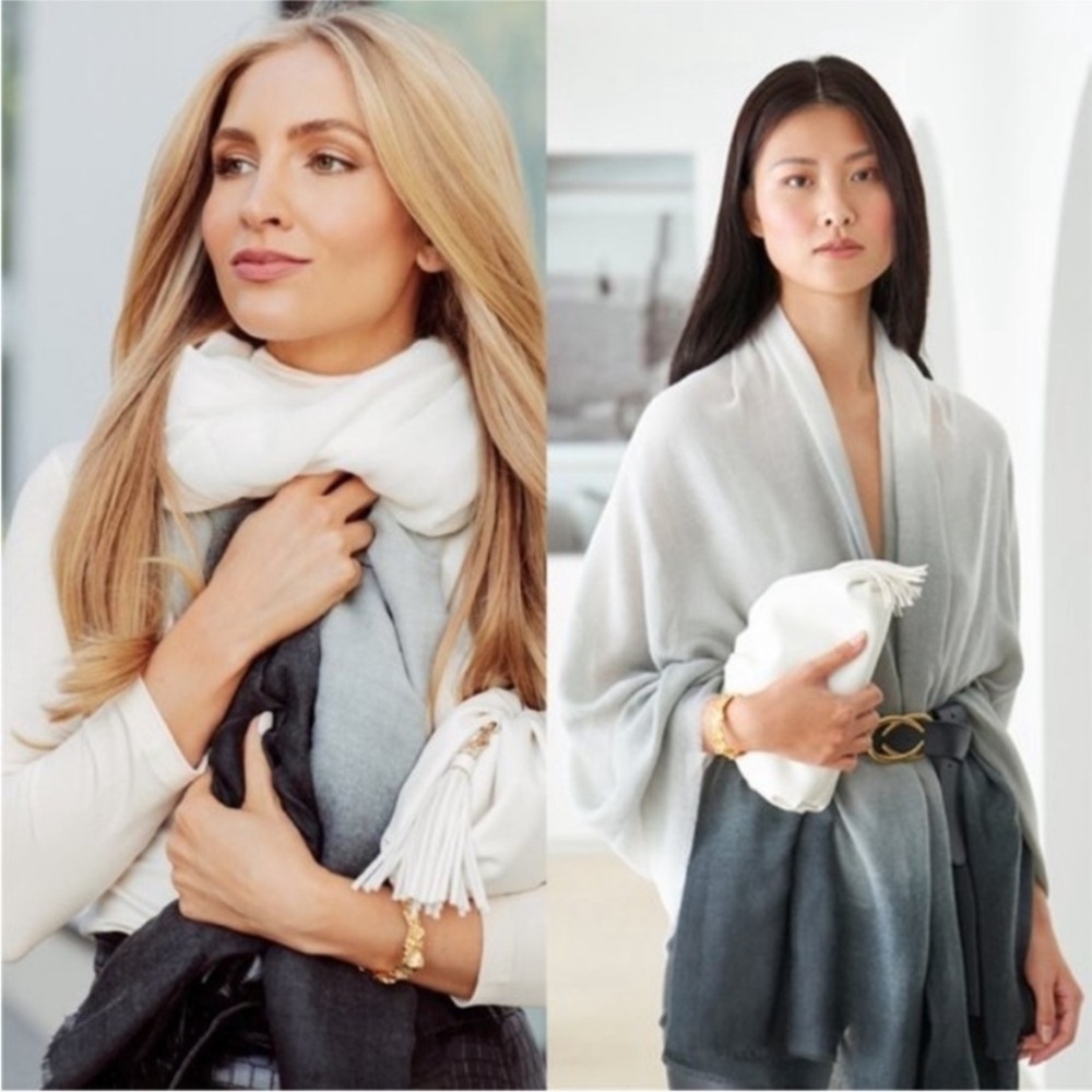 $150 Carly Cushnie Grey Horizon Ombre Scarf